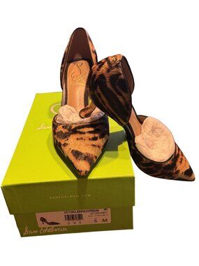 Sam Edelman Victoria Leopard Print DOrsay Heels Womens Size 6 M New